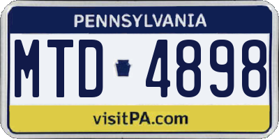 PA license plate MTD4898