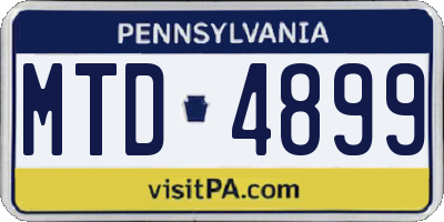 PA license plate MTD4899