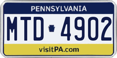 PA license plate MTD4902