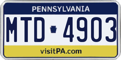 PA license plate MTD4903