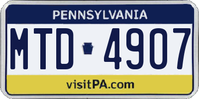 PA license plate MTD4907