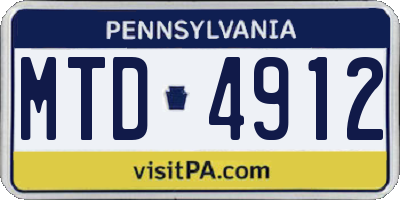 PA license plate MTD4912