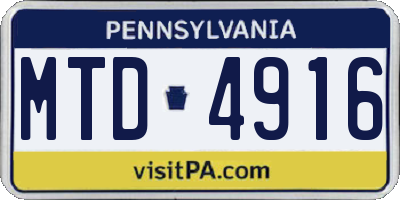 PA license plate MTD4916