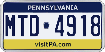 PA license plate MTD4918