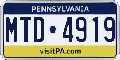 PA license plate MTD4919