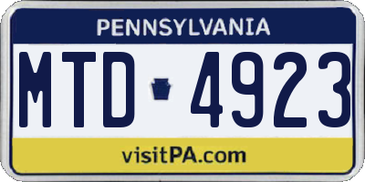 PA license plate MTD4923