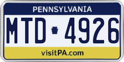 PA license plate MTD4926