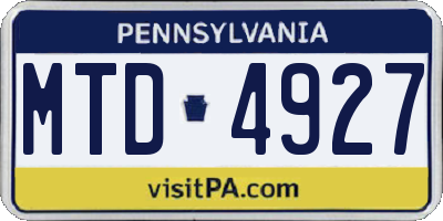 PA license plate MTD4927