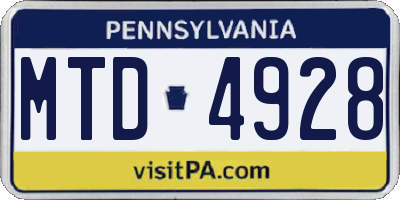 PA license plate MTD4928