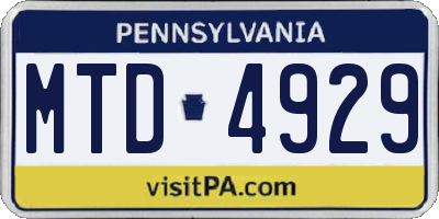 PA license plate MTD4929