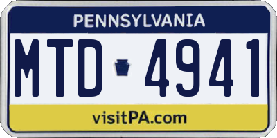 PA license plate MTD4941