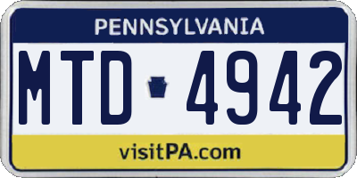 PA license plate MTD4942
