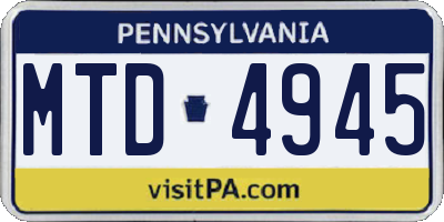 PA license plate MTD4945
