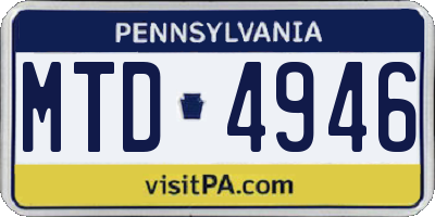 PA license plate MTD4946