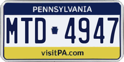 PA license plate MTD4947