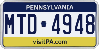 PA license plate MTD4948