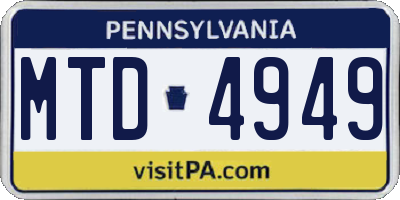 PA license plate MTD4949