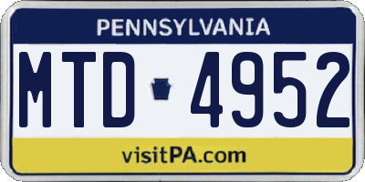 PA license plate MTD4952