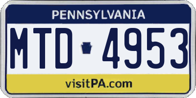 PA license plate MTD4953