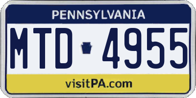 PA license plate MTD4955