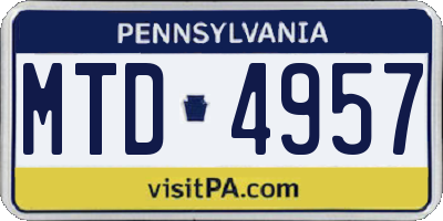 PA license plate MTD4957