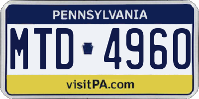 PA license plate MTD4960