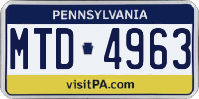 PA license plate MTD4963