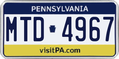 PA license plate MTD4967