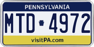 PA license plate MTD4972