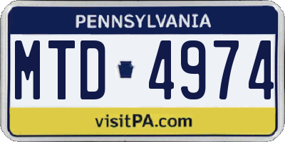 PA license plate MTD4974