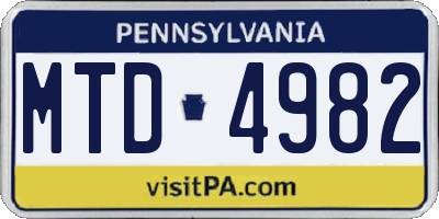 PA license plate MTD4982