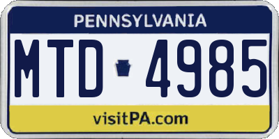 PA license plate MTD4985