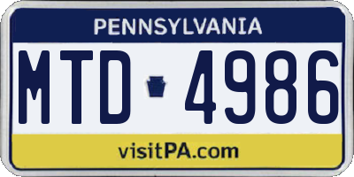 PA license plate MTD4986