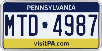 PA license plate MTD4987