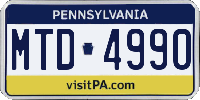 PA license plate MTD4990