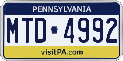 PA license plate MTD4992