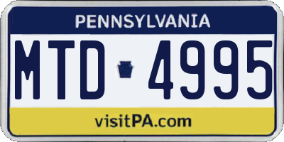 PA license plate MTD4995