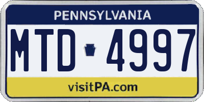 PA license plate MTD4997
