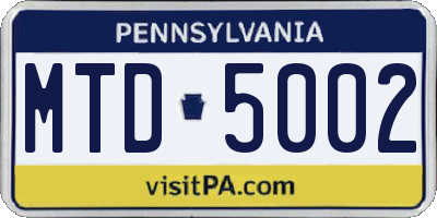 PA license plate MTD5002