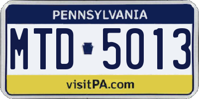 PA license plate MTD5013