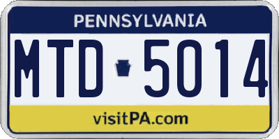 PA license plate MTD5014