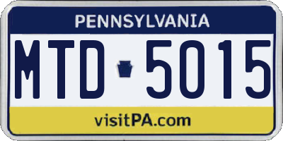 PA license plate MTD5015