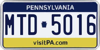 PA license plate MTD5016