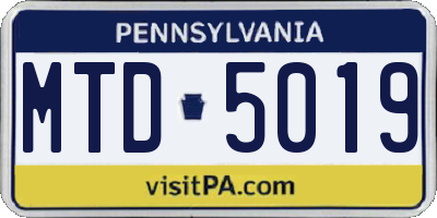 PA license plate MTD5019