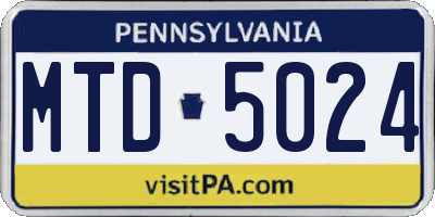 PA license plate MTD5024