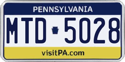 PA license plate MTD5028