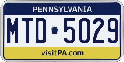 PA license plate MTD5029