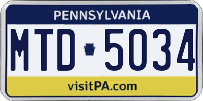 PA license plate MTD5034