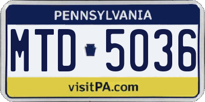 PA license plate MTD5036