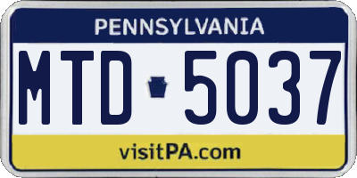 PA license plate MTD5037